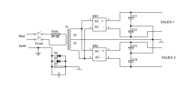 Fuente alimentación simétrica dos salidas